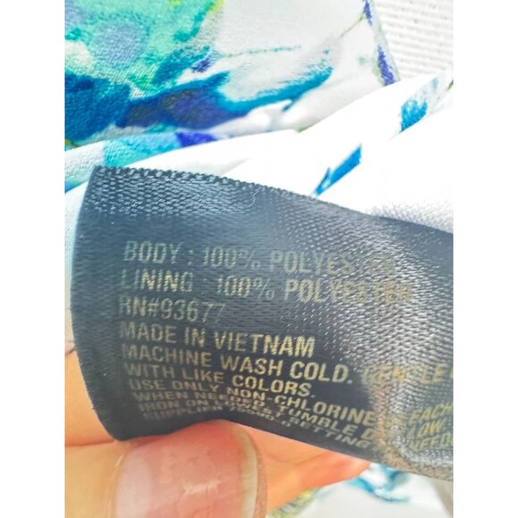 Worthington Womens Floral Mini A-Line Dress Size 16 White Ruffle Sleeves Pocket - Picture 3 of 14